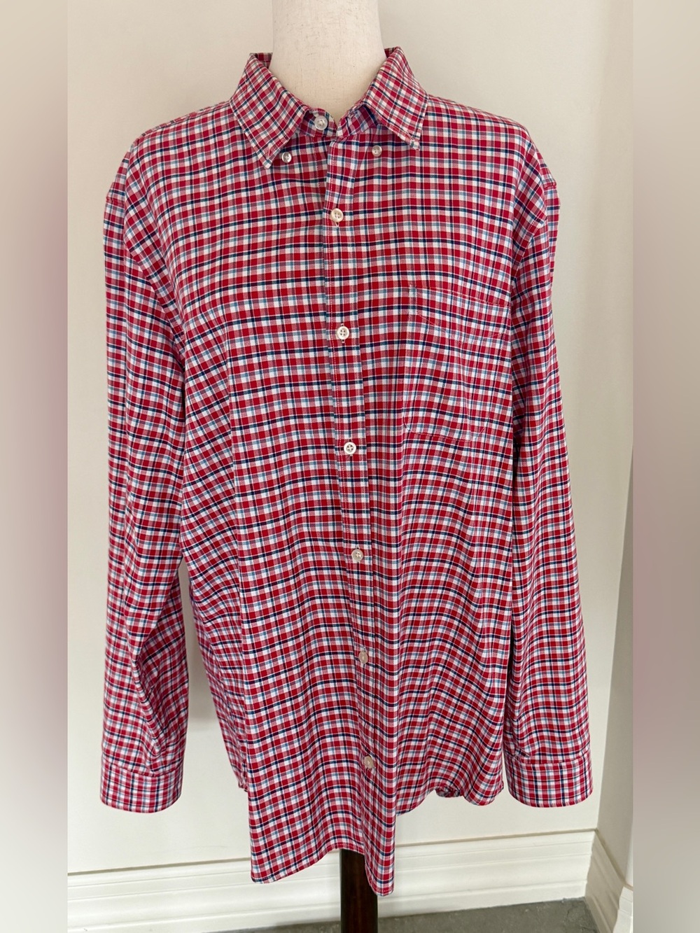 GAP Men’s XL Slim Fit Red Blue Plaid Button Down Shirt 100% Cotton